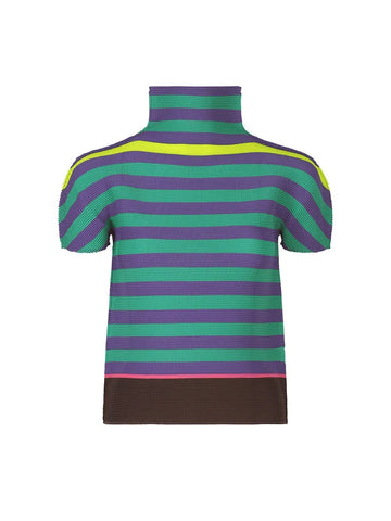 Vibrant Striped Pleated T-shirt