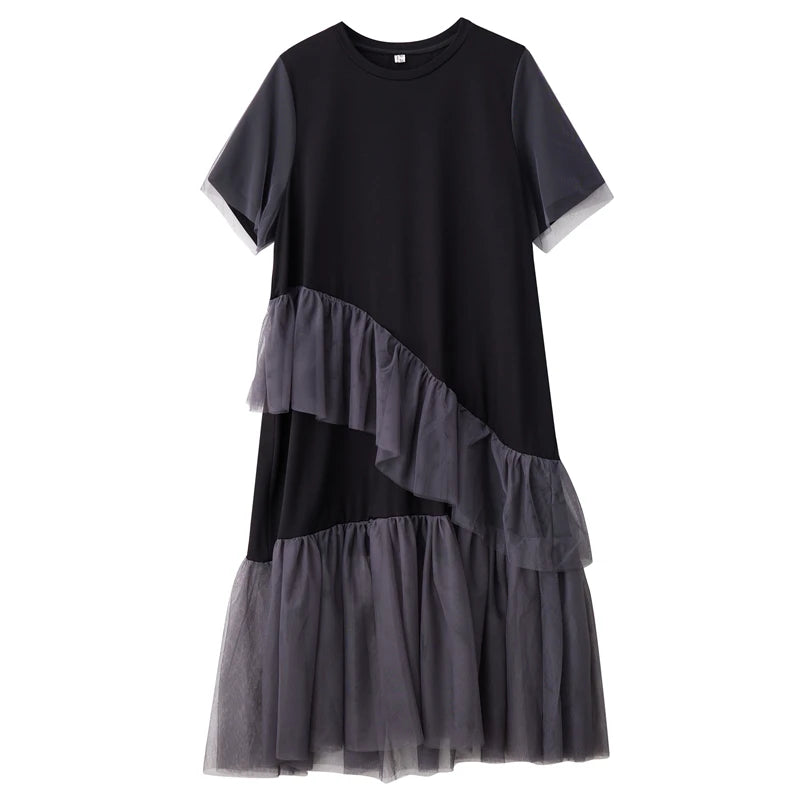 Unique Mesh Spliced Maxi Dress