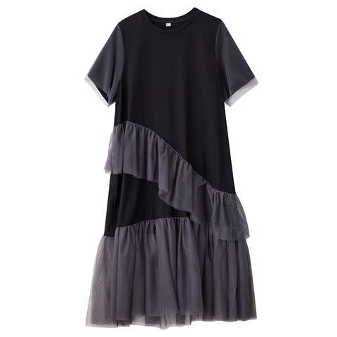 Unique Mesh Spliced Maxi Dress