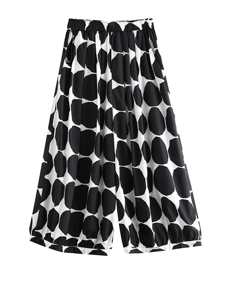 Vibrant Polka Dot Wide Leg Trousers