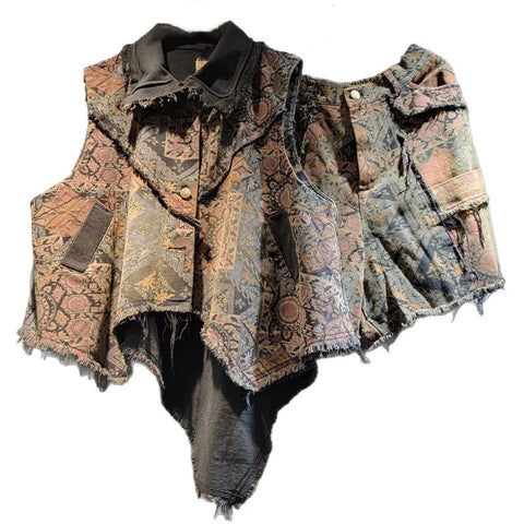 Daring Printed Denim Vest