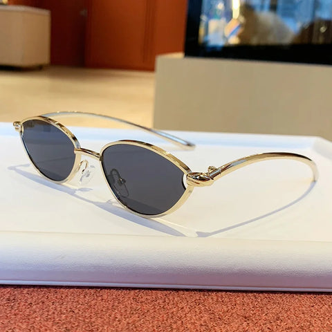 Radiant Gold Metal Cat Eye Sunglasses