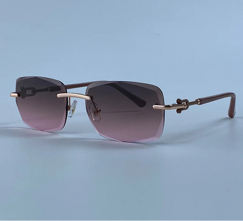 Radiant Gold Rimless Sunglasses
