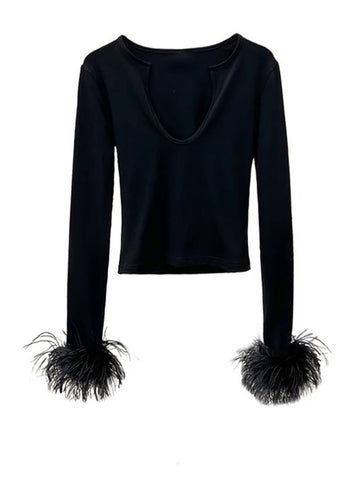 Fierce Feather Cuff Slim Top