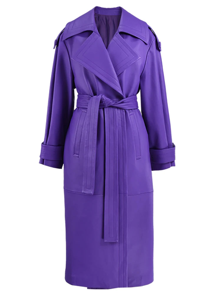 Audacious Faux Leather Trench Coat