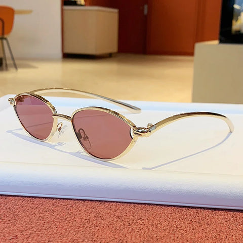 Radiant Gold Metal Cat Eye Sunglasses