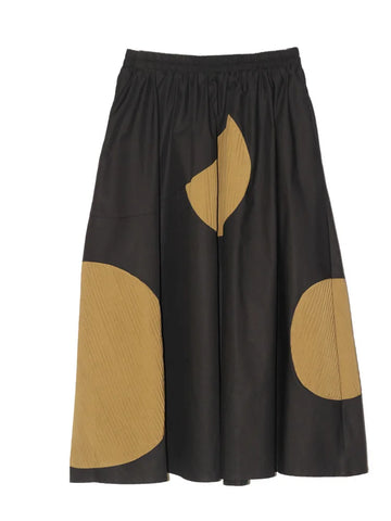 Unique Geometric Patchwork A-Line Skirt