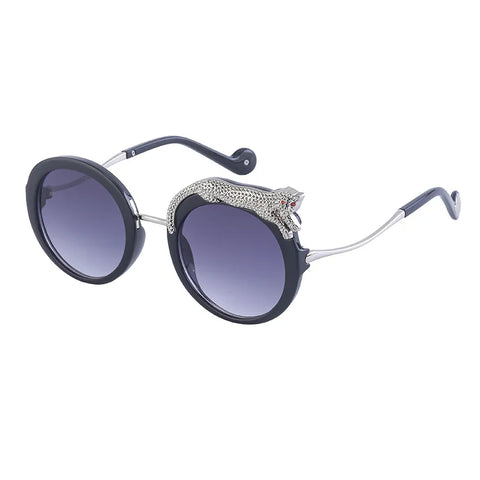 Fierce Gold Leopard Round Sunglasses