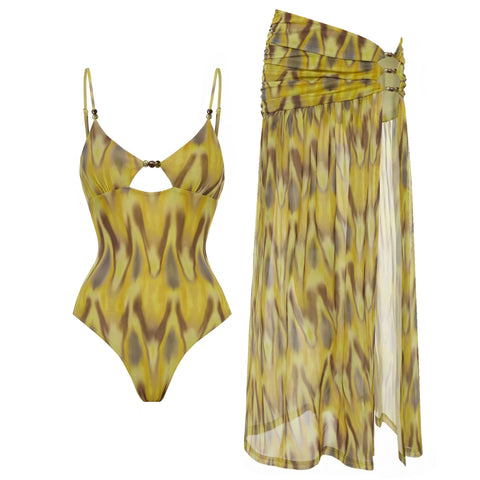 Radiant Abstract Printed Swimsuit Set