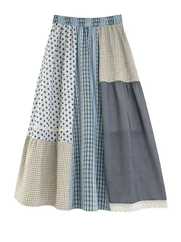 Free Spirit Striped Patchwork Midi Skirt
