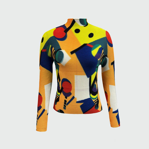 Vibrant Printed Pleated Longsleeve Top