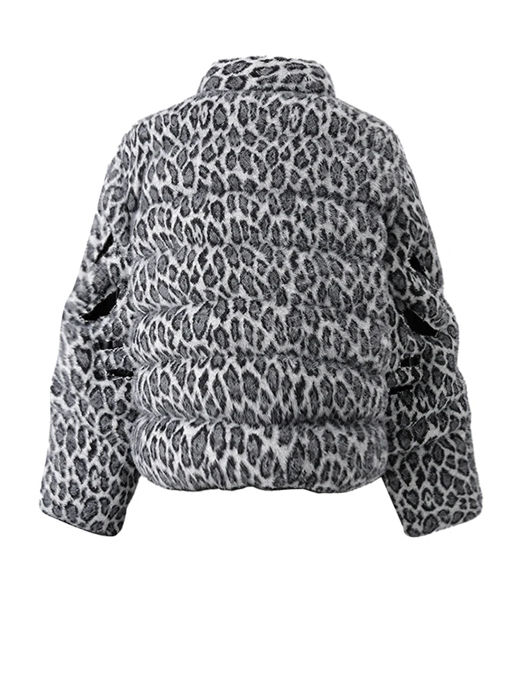 Fierce Leopard Hollow Out Parka