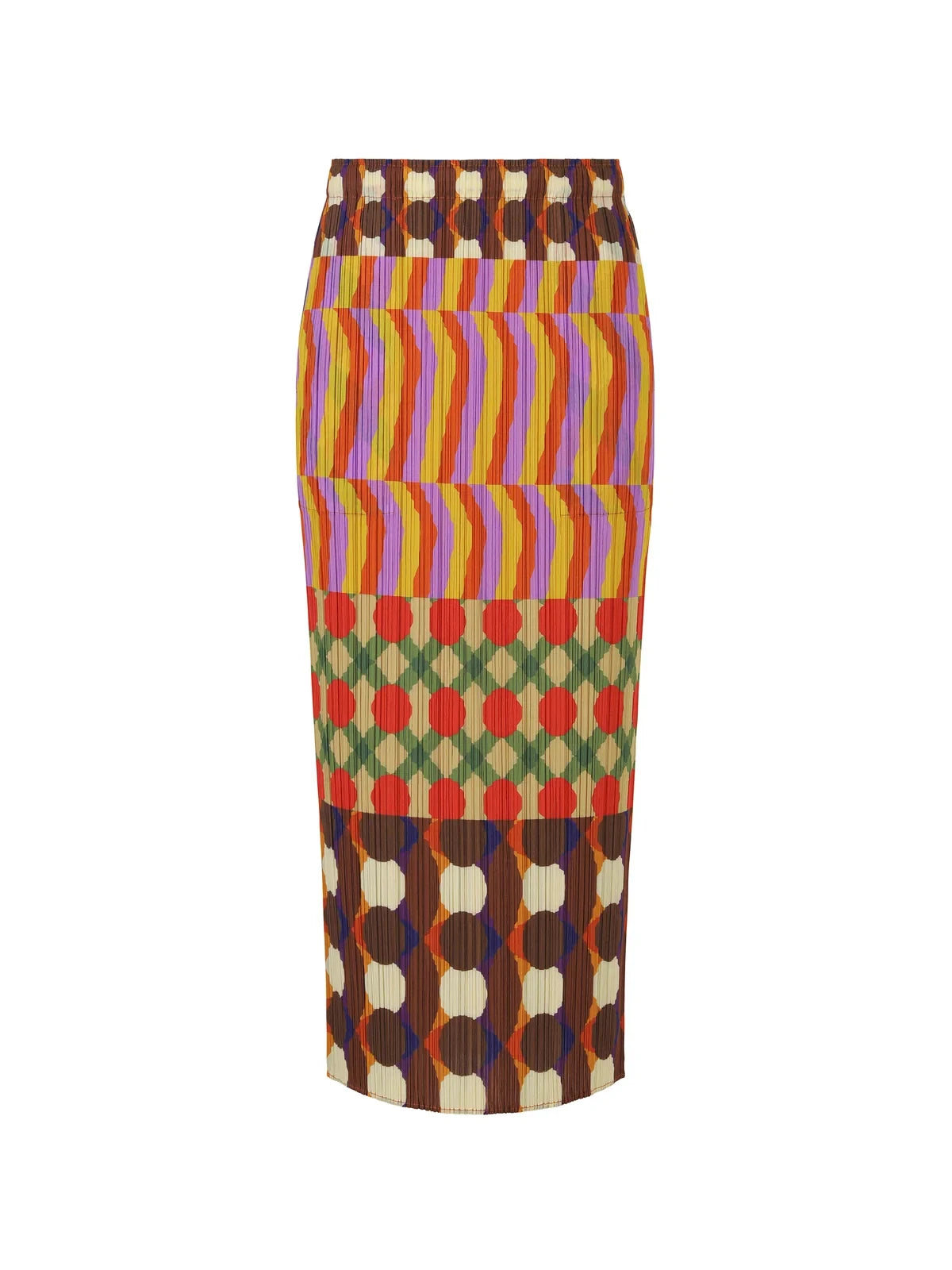 Spirited Pleated Geometric Midi Skirt