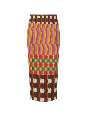 Spirited Pleated Geometric Midi Skirt