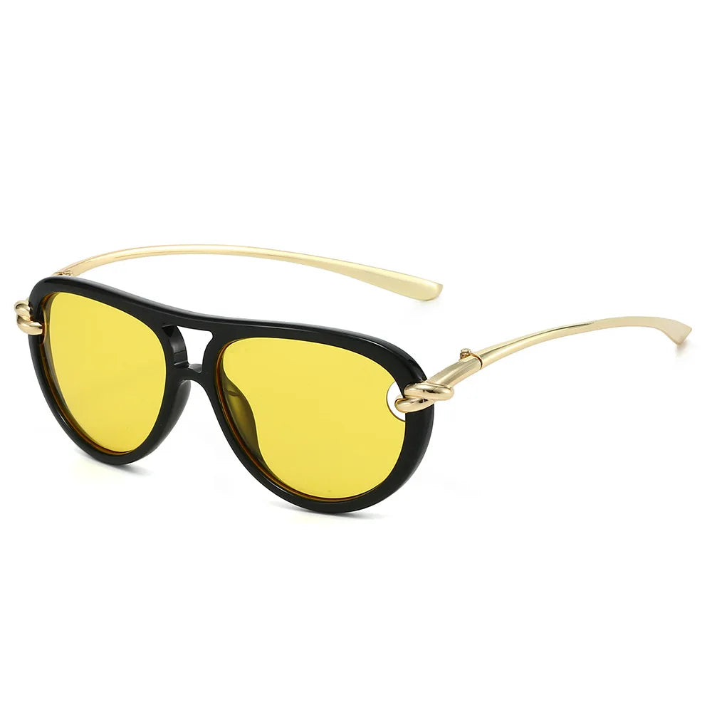 Daring Metal Oval Sunglasses