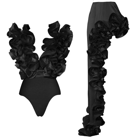 Fierce Ruffled Low-Waist Bikini Set