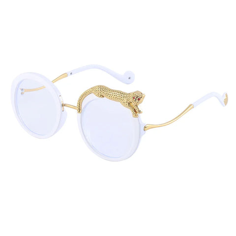 Fierce Gold Leopard Round Sunglasses