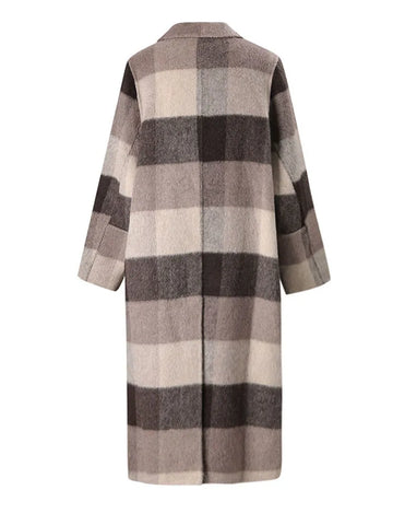 Grounded Plaid Wool Long Coat