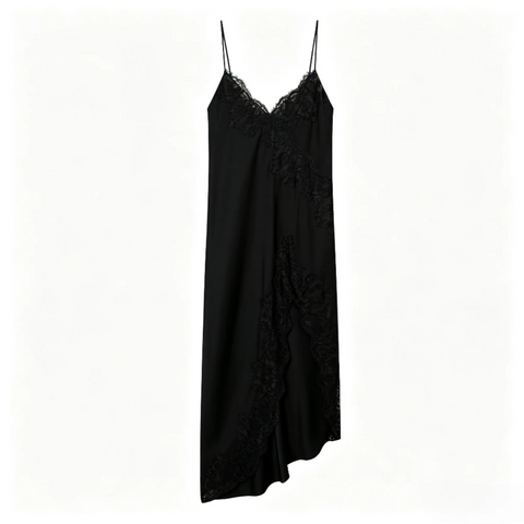 Elegant Satin Lace Midi Dress