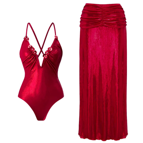 Radiant Shimmer Embroidered One-Piece