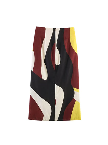 Vibrant Geometric Midi Skirt
