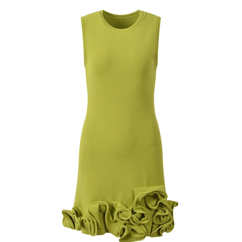 Vibrant Pleated Knit Mini Dress