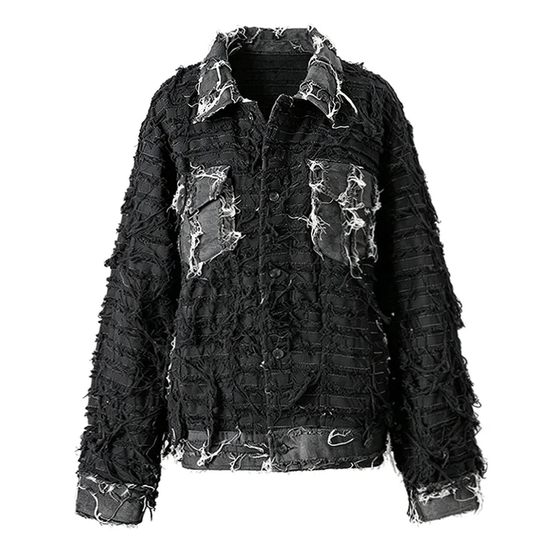 Fierce Distressed Tassel Denim Jacket