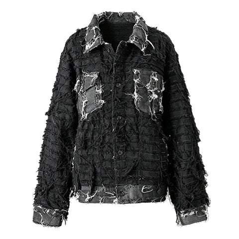 Fierce Distressed Tassel Denim Jacket