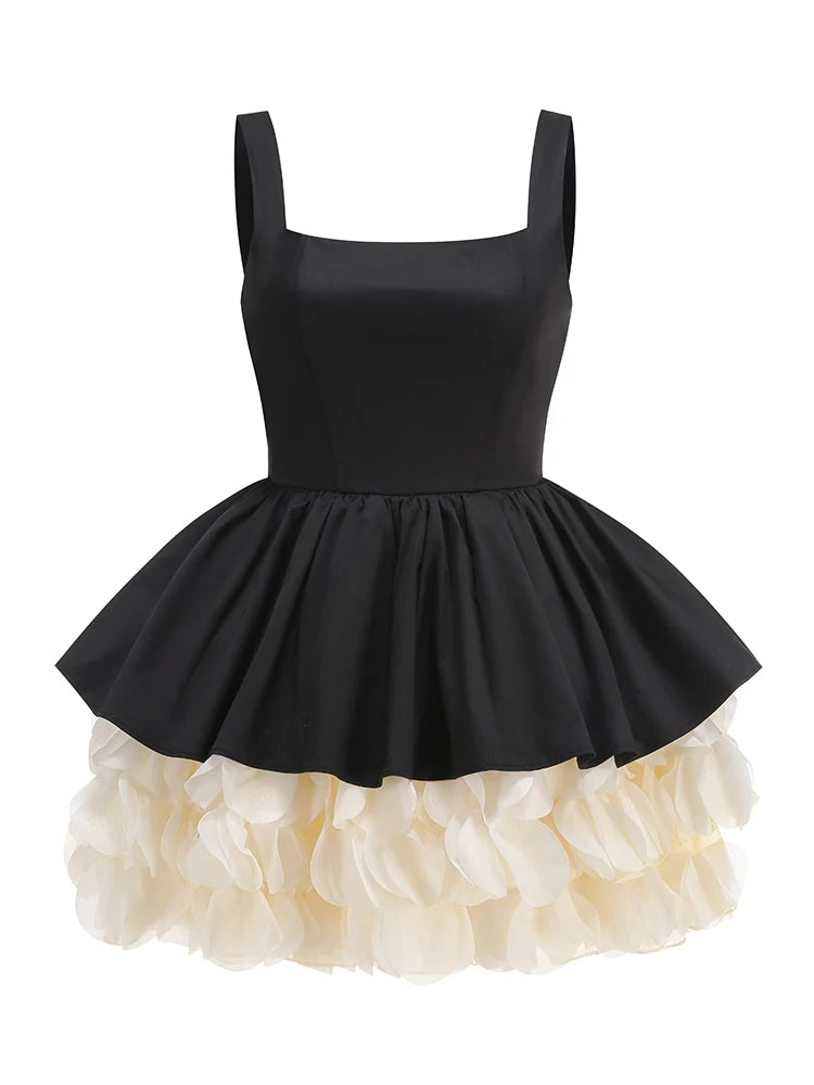 Audacious Ruffled Patchwork Mini Dress