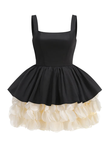 Audacious Ruffled Patchwork Mini Dress