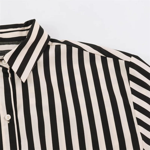 Confident Striped Sash Blouse