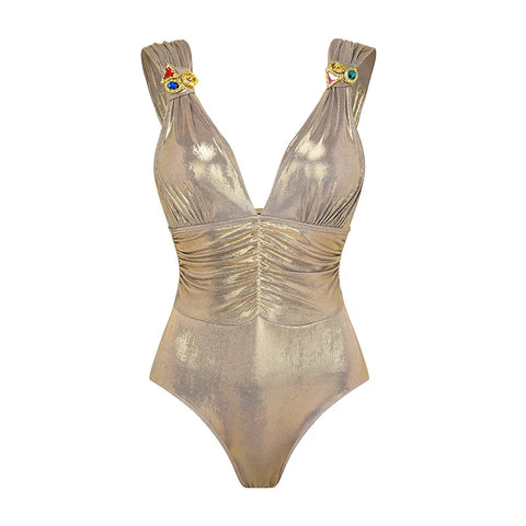 Radiant Shimmer Embroidered One-Piece