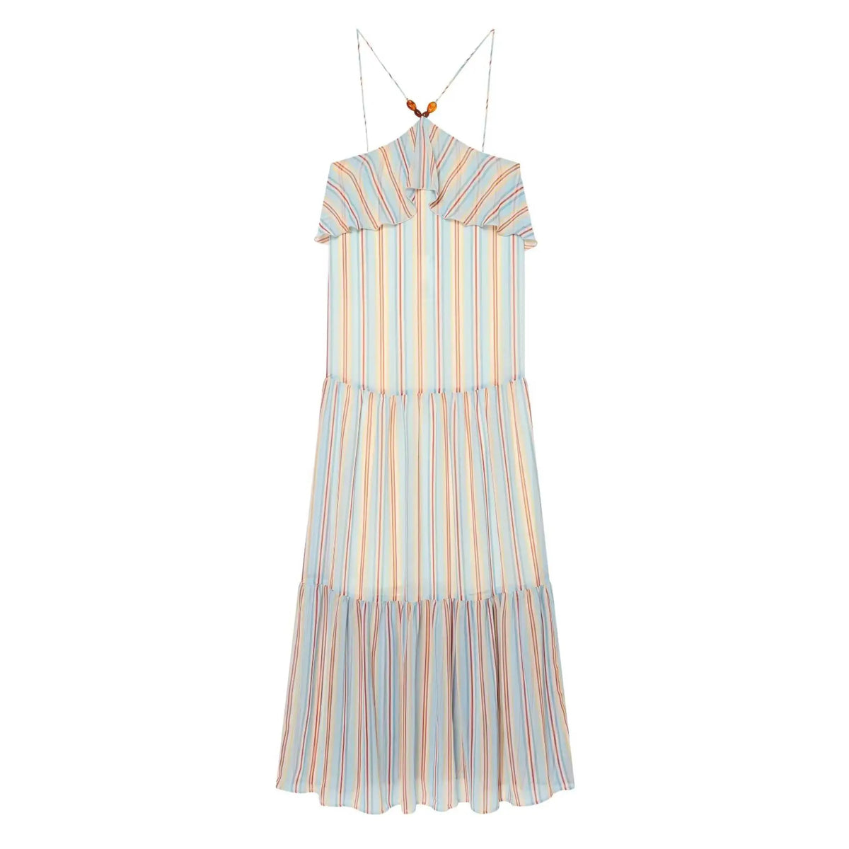 Free Spirit Striped Ruffled Maxi Dress