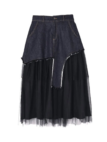 Sovereign Denim Mesh Maxi Skirt
