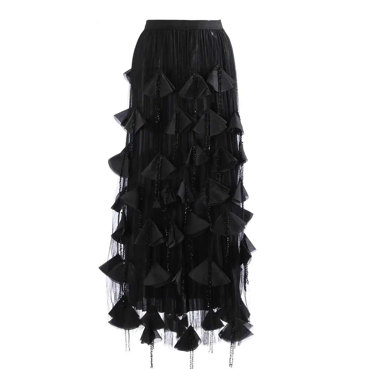 Audacious Sequin Tassel Mesh Skirt