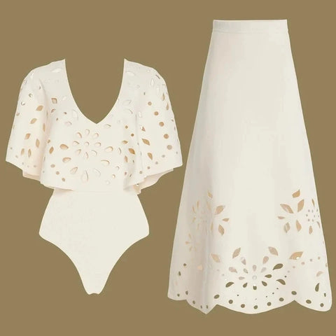 Vibrant Scalloped Floral Print Bikini Set