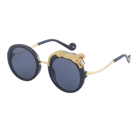Fierce Gold Leopard Round Sunglasses