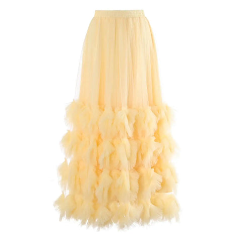 Ethereal Ruffled Mesh Maxi Skirt