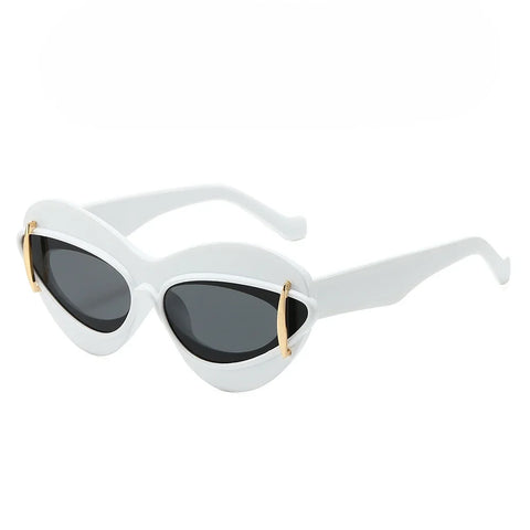 Daring Gold Oversized Cat Eye Sunglasses