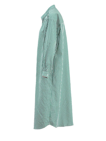Grounded Striped Midi Shirt Dress