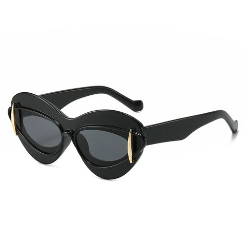 Daring Gold Oversized Cat Eye Sunglasses