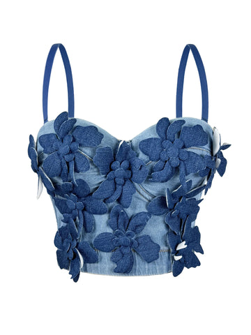 Free Spirit Floral Denim Bustier