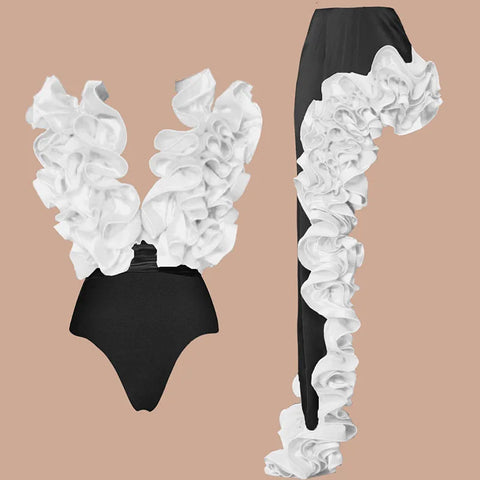 Fierce Ruffled Low-Waist Bikini Set