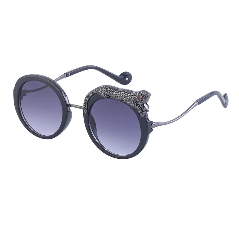 Fierce Gold Leopard Round Sunglasses