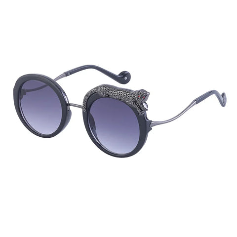 Fierce Gold Leopard Round Sunglasses