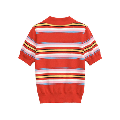 Vibrant Striped Pleated Two-Piece Set