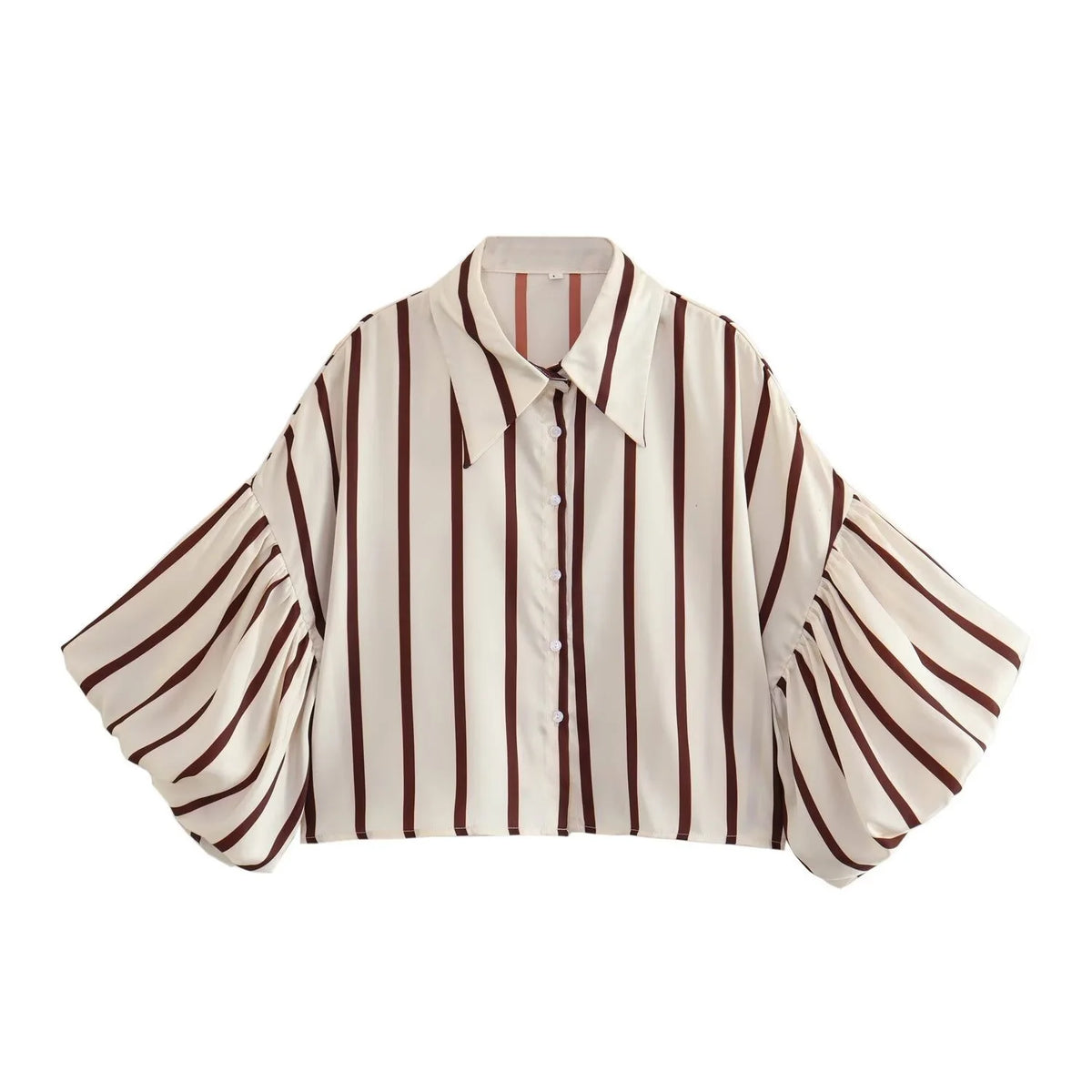 Vibrant Striped Bubble Sleeve Shirt