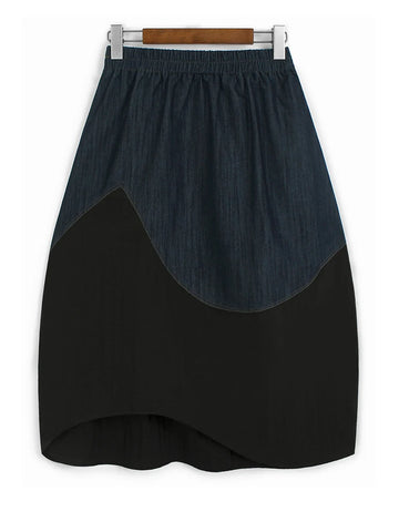 Grounded Color-Block Denim Skirt