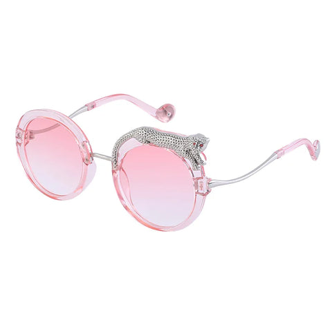 Fierce Gold Leopard Round Sunglasses
