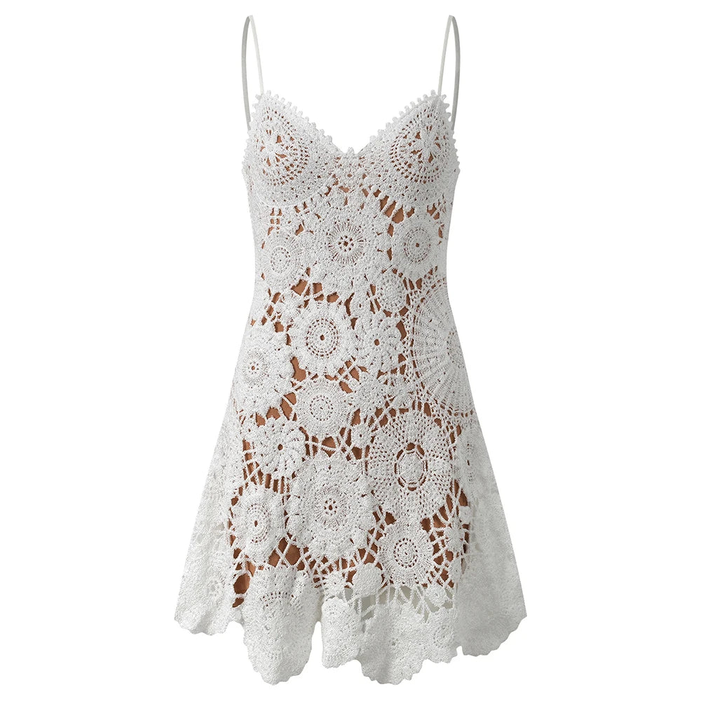 Ethereal Crochet Lace Mini Dress